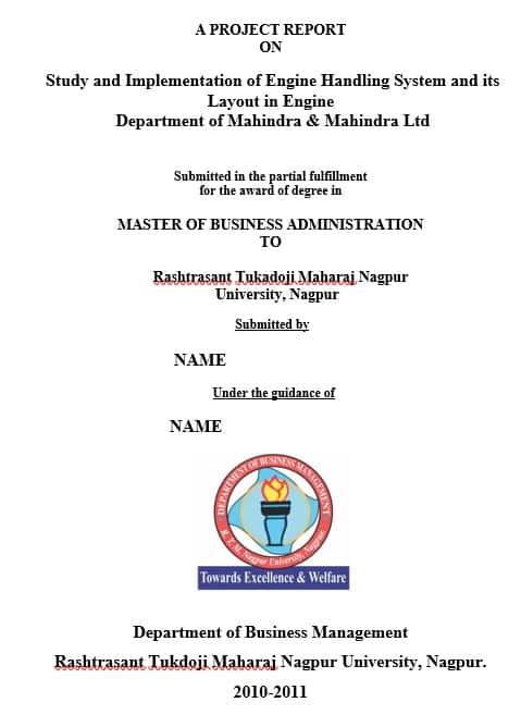 Major Project: Front Page, Certificate and Acknowledgement Format 
