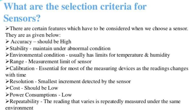 传感器的选择标准